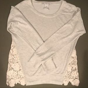 Super soft grey sweatshirt with soft lace inset